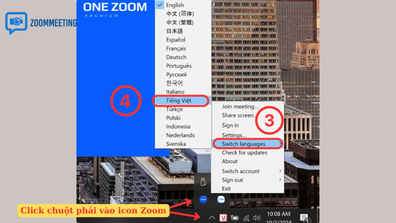 Cách chuyển Zoom sang tiếng Việt trên máy tính Windows